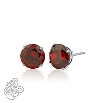 0.40 Ct 3MM 14K White Gold January Garnet Round Shape Stud Earrings Push Back - £19.57 GBP