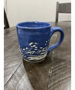 Art Pottery Mug Waves Blue Signed Gillikin Artworks Coffee Cup - $24.35 CAD