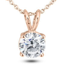 1.00 Carat Round Cut Diamond Women&#39;s Pendant 14k Rose Gold Finish 925 - £73.53 GBP