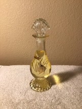 Vintage Glass Perfume Bottle Gold Tropical Fish W/Shell Stopper Lid Decanter 8” - £7.59 GBP
