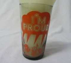 I&#39;M PROUD I&#39;M SHORT FEDERAL SMOKE COLORED DRINKING GLASS ORANGE LETTERING - £6.14 GBP