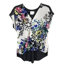 Kaya Di Koko Womens Shirt Size XS Sheer Floral Short Sleeve V Neck Blouse - $16.64