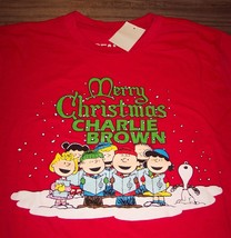 P EAN Uts Snoopy Merry Christmas Charlie Brown T-Shirt Mens Small New w/ Tag - £15.82 GBP