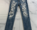 American Eagle Jeans Womens 26x28 Skinny Blue Mid Rise Straight Leg Dist... - $23.12