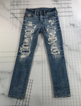 American Eagle Jeans Womens 26x28 Skinny Blue Mid Rise Straight Leg Dist... - $23.12