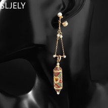 Fashion 925 Sterling Silver Single Tribe Multicolored Geometric Heart Pearls Ear - $49.19