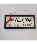 Lobster Coastal Wood Hanging Sign 2 Side Welcome Let&#39;s get cracking, Fre... - $363.73 MXN