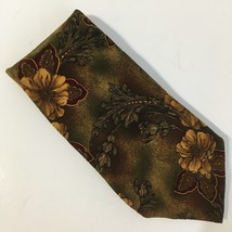 Bill Blass Neck Tie Brown Red 100% Silk Floral Pattern Mens Neckwear - £23.12 GBP