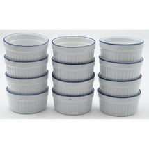 BIA White Blue Band Blanc De Table Ceramic Ramekins / Souffle Dishes Set... - $71.28