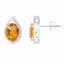 ANGARA Natural Citrine Oval Stud Earrings in 14k Solid Gold (Grade-AA, Size-8x6) - £547.92 GBP