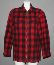 VTG Jones New York Red Black Buffalo Plaid Zipper Light Jacket/ Heavy Shirt Wm M - £23.97 GBP