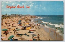 Virginia Beach VA Crowded Beach 1960 to Smedly Family Zanesville OH Postcard C22 - £5.19 GBP