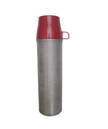 Vintage Thermos Model 2484H Red Top Aluminum Ribbed Vacuum Bottle Quart USA - $544.47 MXN