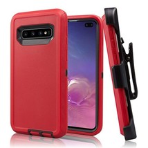 For Samsung S10 Plus Heavy Duty Case w/Clip RED/BLACK - £6.84 GBP