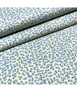 Small Print Floral Calico Style Fabric Blue Flowers on Yellow Cotton By ... - £7.87 GBP