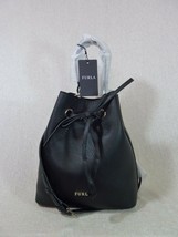 NWT FURLA Black Pebbled Leather Small Costanza Bucket Drawstring Tote Ba... - £269.84 GBP