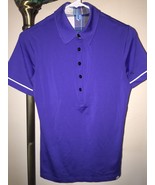 NWOT WOMEN&#39;S GG BLUE DARK BLUE SS GOLF POLO PRETTY BUTTON PLACKET SZ MEDIUM - £28.03 GBP