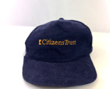 Citizens Trust Bank Corduroy Snapback Hat Navy Blue Adjustable Cap Young An - £15.55 GBP