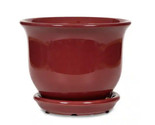 Paddock 6” Aurora Bell Cordovan Red Ceramic Planter with Attached Saucer... - £17.81 GBP