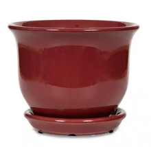 Paddock 6” Aurora Bell Cordovan Red Ceramic Planter with Attached Saucer-NEW - $22.65