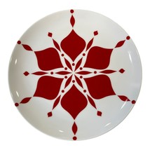 Crate &amp; Barrel Nordic Red Snowflake Round Plate 10.5 Inch - £22.15 GBP