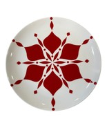 Crate &amp; Barrel Nordic Red Snowflake Round Plate 10.5 Inch - £22.12 GBP