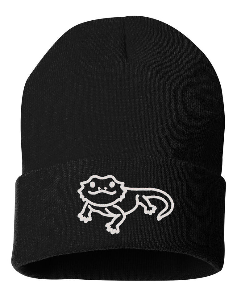 Bearded Dragon Cute Embroidered Cuffed Beanie Hat, Embroidered Gift, Win... - $16.99