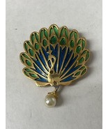 1960s Napier Enamel Peacock Runway Statement Couture Pin Brooch Pearl READ - €30,27 EUR