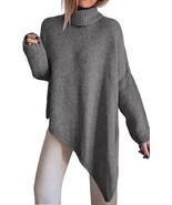 BTFBM Women&#39;s Gray Long Sleeve Turtleneck Knit Sweater Asymmetric Hem - ... - £19.00 GBP