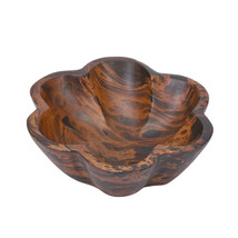 Stylish Flower-Shaped Mango Tree Wood with Dark Stain Kitchen Décor Serving Bowl - $20.95