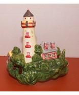 Vintage Rare Yankee Candle Large Jar Ring Topper Lighthouse on a Cliff Collar - $21.00