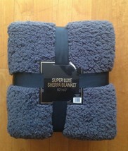  Super Luxe Sherpa Blanket &quot; Gray &quot; 50&quot; x 60&quot; ~ New - £21.78 GBP