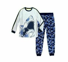 Wonder Nation Boys Sleepwear Shirt &amp; Pants X-Small (4-5) Shark Glows In ... - £11.33 GBP