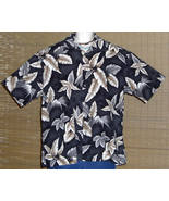 Saddlebred Hawaiian Shirt Black Gray Brown Palm Trees Tropical Leaves XL - $19.99