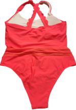 Scalloped Sleeveless High Waisted Two Piece Swimsuit M Pink - £23.59 GBP
