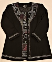 LIORAH Black Knit Women’s Blazer  Sz-14 Multicolor Metallic Sparkle Accent - £39.52 GBP