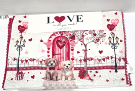 Valentine's Day Puppy Dogs Pink Red Hearts Beaded Placemats Set of 4 - $29.69