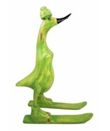 Balinese Wood Handicrafts &quot;Bebek Angsa&quot; Key Lime Green Skiing Duck Figurine - £29.86 GBP