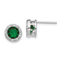 Cheryl M Silver  Brilliant-cut Green Glass and Brilliant-cut White CZ Ha... - $59.53