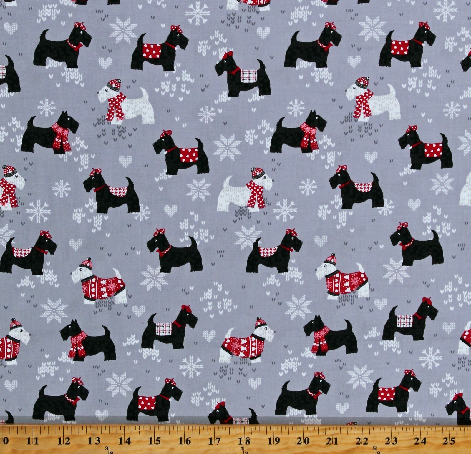 Cotton Scottie Friends Scottish Terriers Dogs Gray Fabric Print by Yard ... - $12.95