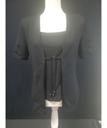 St. John Collection Santana Black Knit Sweater (Size 2) Tank (Size P) Set - €70,85 EUR