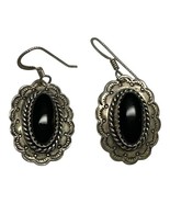 925 Sterling Silver Vintage  Black Onyx Gem Dangling Earrings - $1,658.24 MXN