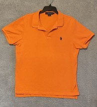 U.S. Polo ASSN. Mens L Orange Short Sleeve Pullover Logo Polo Shirt - £6.96 GBP