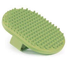 Dog Pet Grooming Rubber Bath Wet Shampoo Curry Brush Green Oval With Han... - $14.74