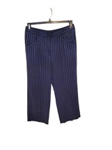 Eileen Fisher Blue Petite Medium Women Wide Leg Pants Pinstriped Pull-On - £29.22 GBP