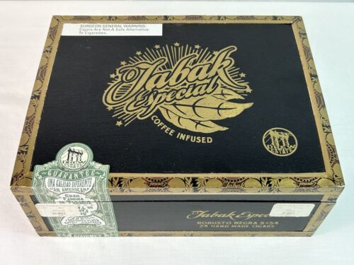 Tabak Special Coffee Infused Cigar Box Solid Wood Chain Hinged Robusto N... - $5.89
