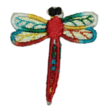 Iron On Embroidered Applique Patch Tiny Red Iridescent Shimmer Wings Dra... - £7.13 GBP