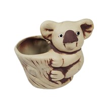 Decorative Ceramic Tree Climbing Koala Bear Planter Vase Brown Beige Pottery Pot - £18.75 GBP