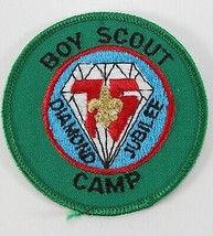 Vintage 75th Diamond Jubilee Boy Scout Camp Green Border Boy Scout Camp Patch - £8.72 GBP