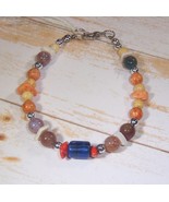 Bracelet Bead Multi Color Mixed Materials 7&quot; Upcycled Handmade Extender ... - $8.00